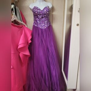 Glamorous Purple Beaded Prom Dress